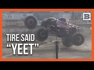 Read more about the article Monster Truck Mayhem: Tire Flies Off and Crushes Parked Car!